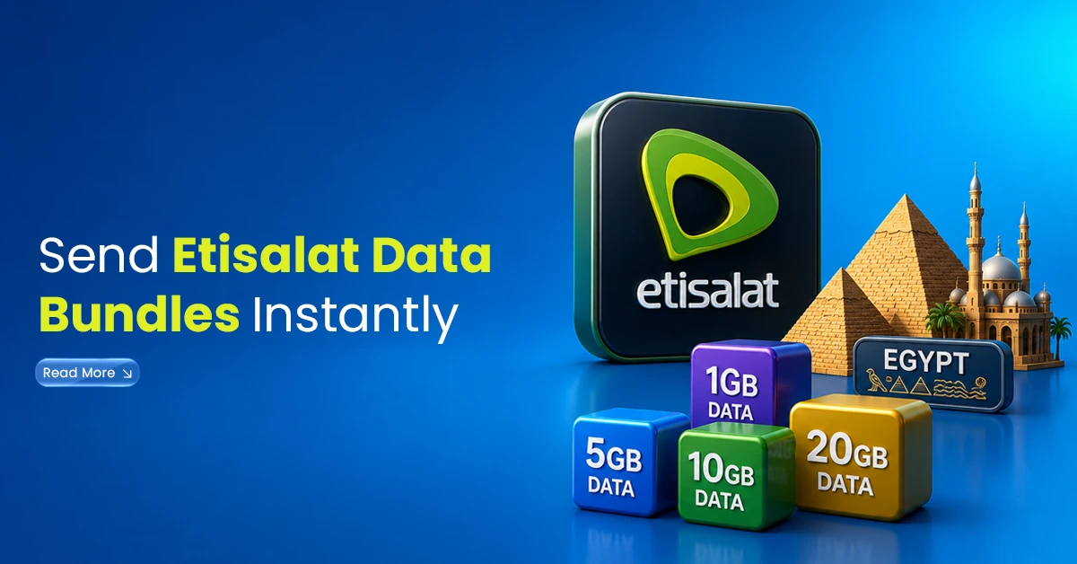 Etisalat Egypt data bundle visuals with pyramids, mosque, Egypt label, and 1GB, 5GB, 10GB, and 20GB data cubes.