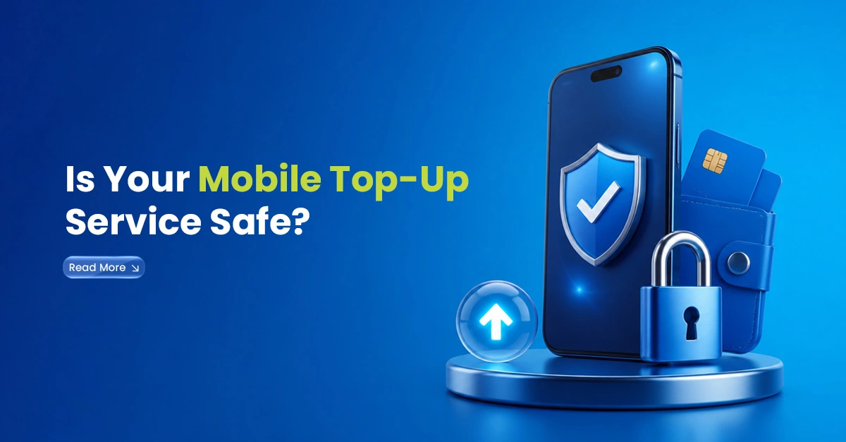 One-app telecom visual with smartphone, call icon, mobile top-up icon, and circular transfer arrow showing calls and top-ups in one app.